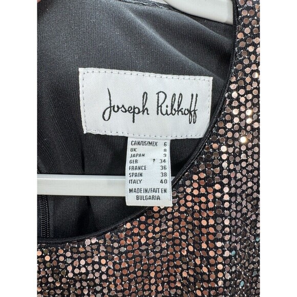 Joseph Ribkoff Shimmer Sheath Dress Size 6 Rose Gold Flare Long Sleeve Party - Picture 6 of 12